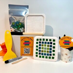 DIY Kit- Mosaic Tile Coaster- Green Tranquil